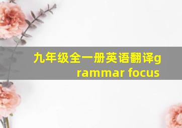 九年级全一册英语翻译grammar focus